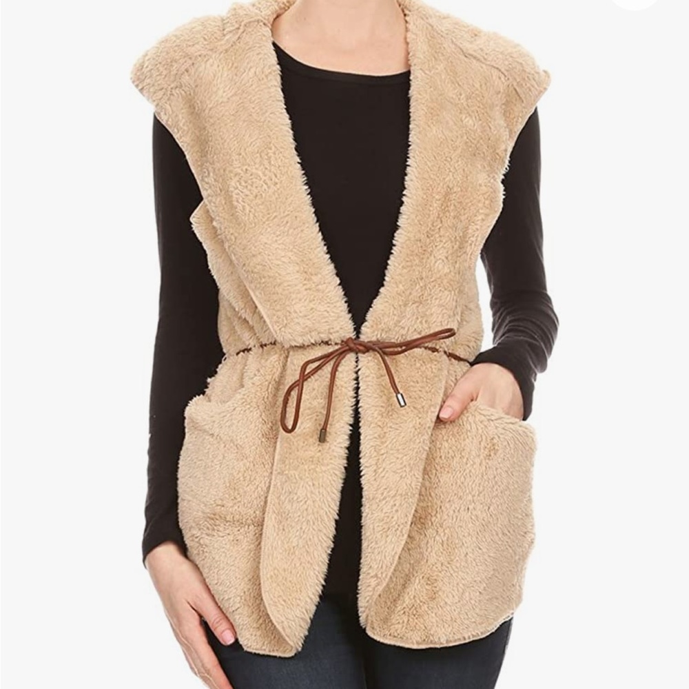 Love Tree Super Soft Faux Fur Hooded Vest, Size Large